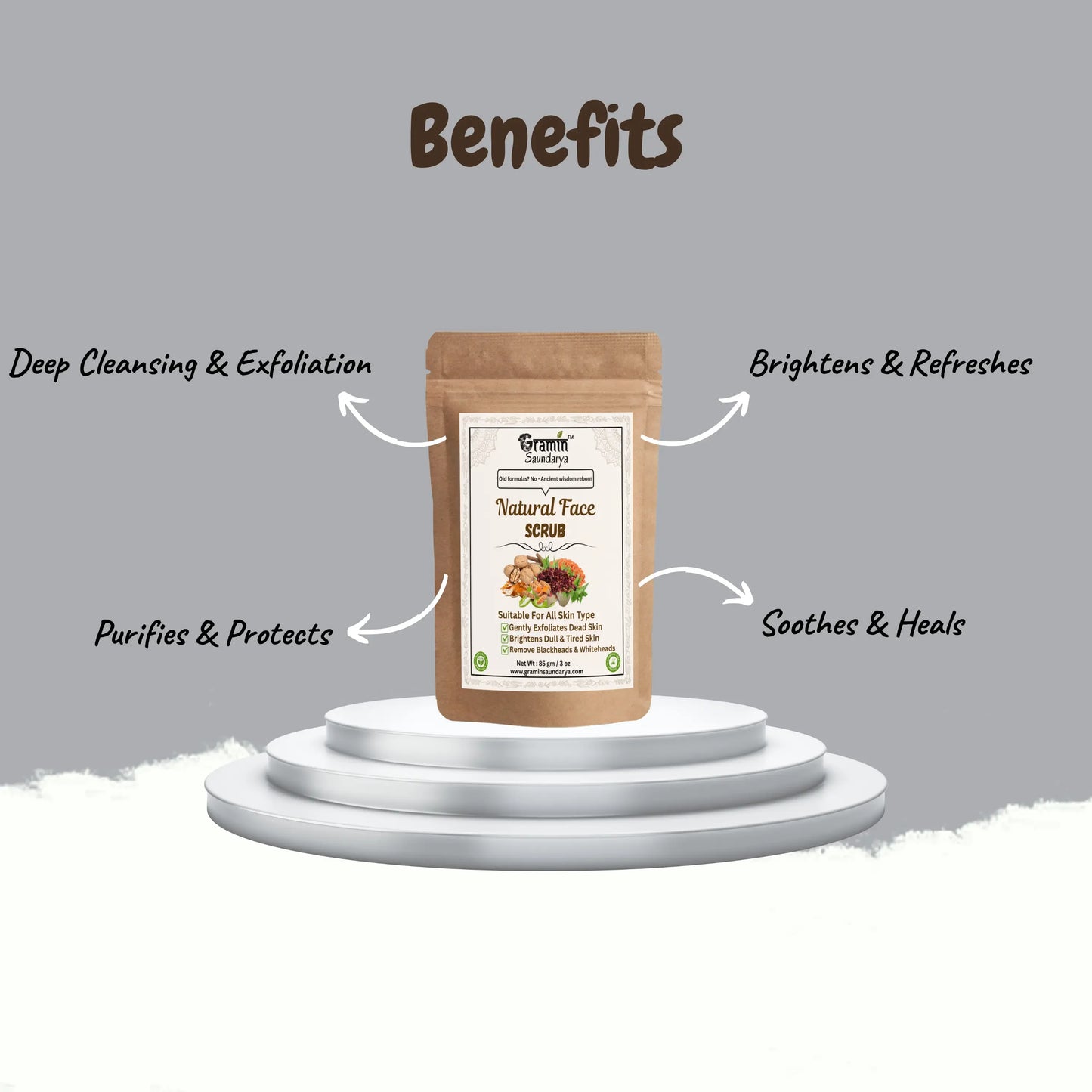 Natural Face Scrub | Exfoliate , Brighten And Renew For Your Skin ( 85gm )