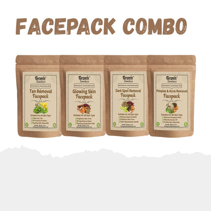 Natural Face Pack Combo | Glow,Tan, Spots, Acne